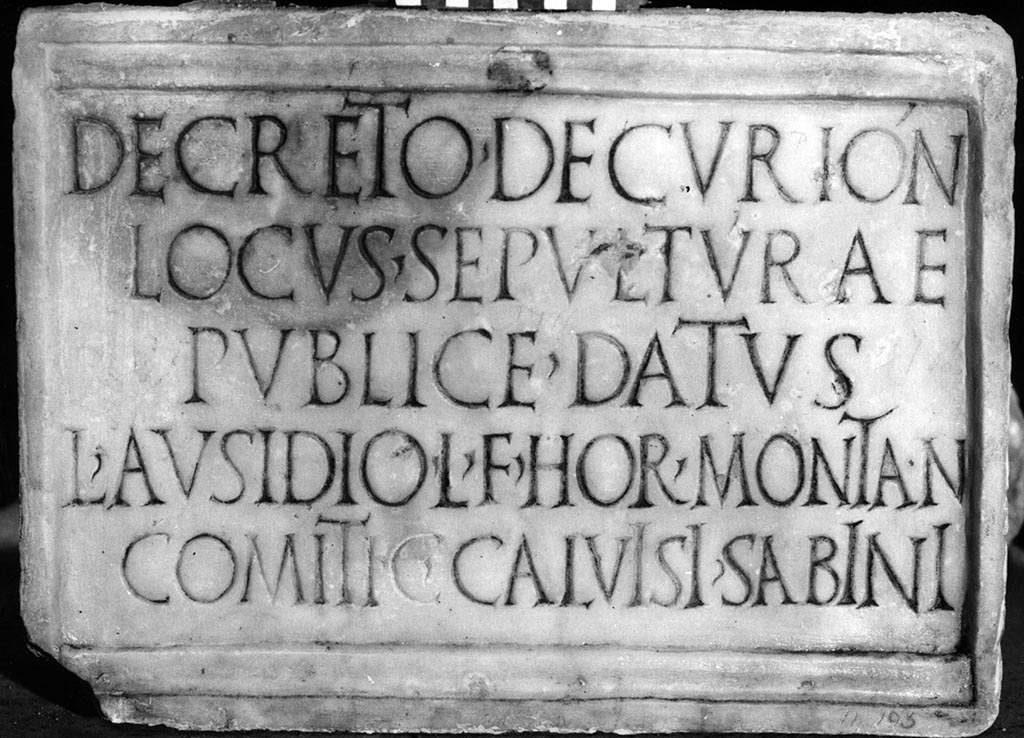 Herculaneum funerary plaque to Lucius Ausidius Montanus, son of Lucius